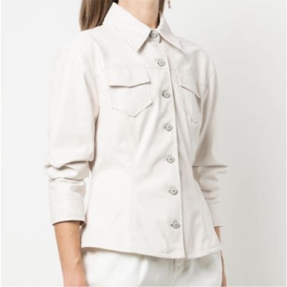 Cinq a Sept Ivory Scrunched Canyon Leather Jacket